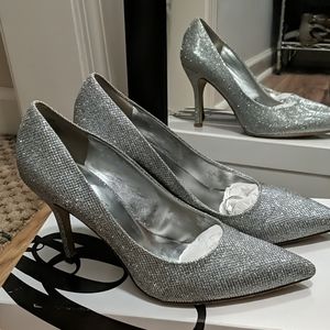 Nine West Silver Sparkly Heels